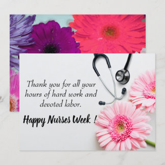 Happy Nurses Week Pink Daisy Floral Holiday Card