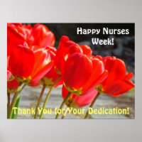 Happy Nurses Week posters Red Tulips Thank You