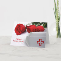 Happy Nurses Week. Red Roses and Nurse Cap