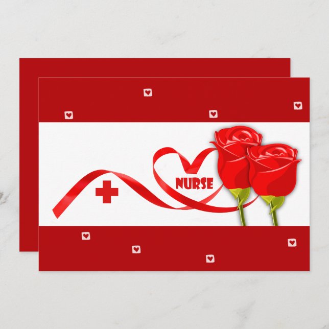 Happy Nurses Week. Red Roses  Card (Front/Back)