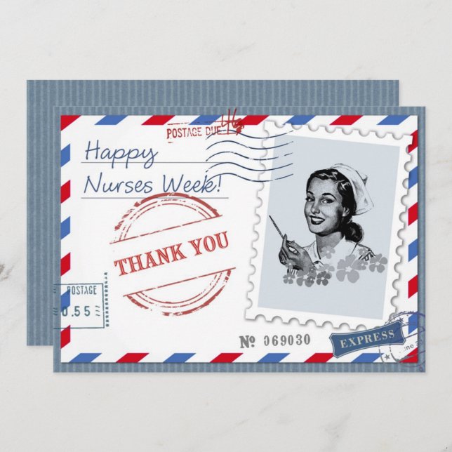 Happy Nurses Week. Retro Nurse Custom Card  (Front/Back)