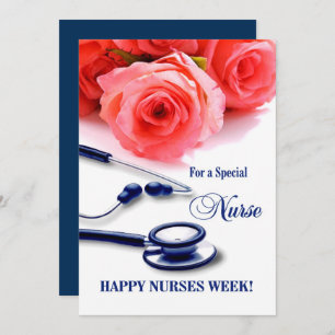 Happy Nurses Week.  Roses and Stethoscope Card