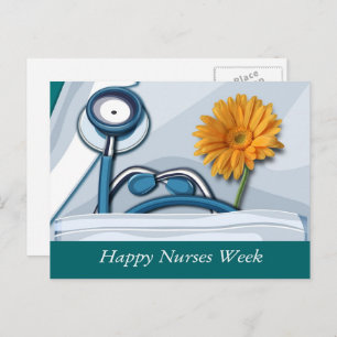 Happy Nurses Week. Stethoscope and Daisy Postcard