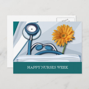 Happy Nurses Week. Stethoscope and Daisy Postcard