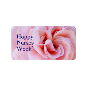 Happy Nurses Week! sticker labels Pink Rose Flower