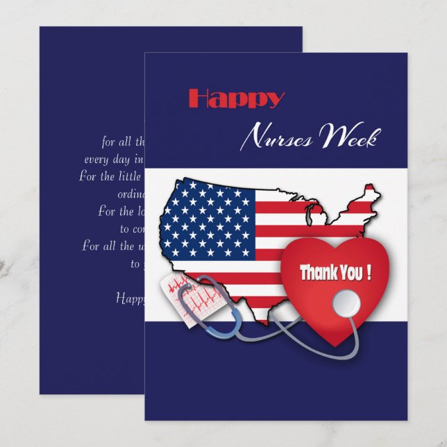 Happy Nurses Week. USA Patriotic Card (Front/Back)