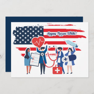 Happy Nurses Week. USA Patriotic Custom Flat Cards