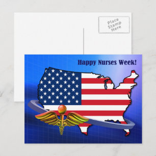 Happy Nurses Week. USA Patriotic Postcard