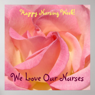 Happy Nursing Week! posters Pink Rose flower Love