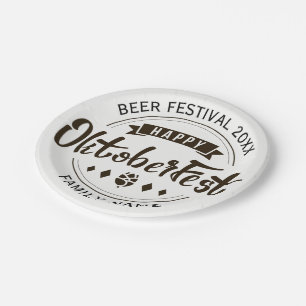 Happy Octoberfest Modern Typography Template Paper Plate