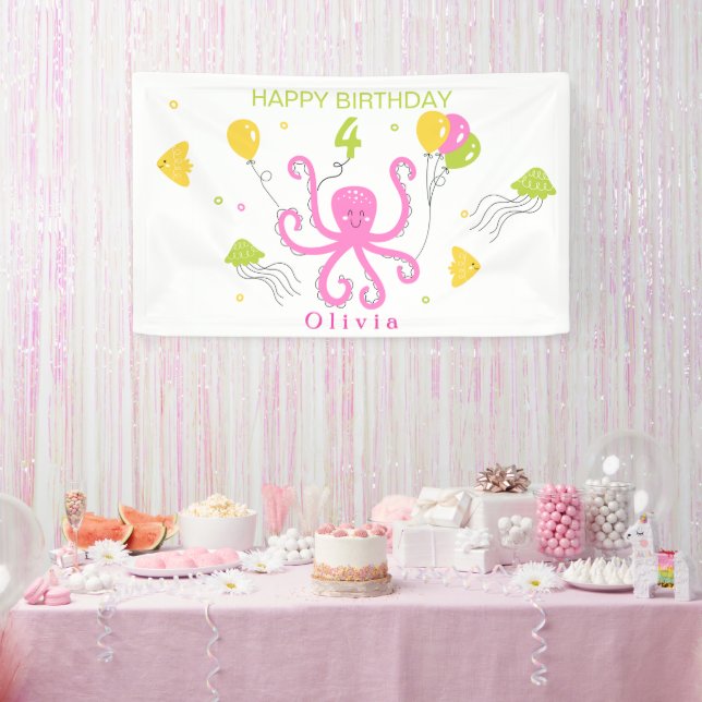 Happy Octopus Birthday Banner (Party)