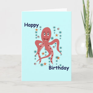 Happy Octopus Happy Birthday Card