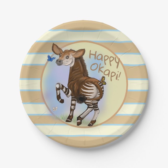 Happy Okapi! Paper Plate (Front)