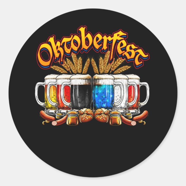 Happy Oktoberfest 2023 American German Beer Glass  Classic Round Sticker (Front)
