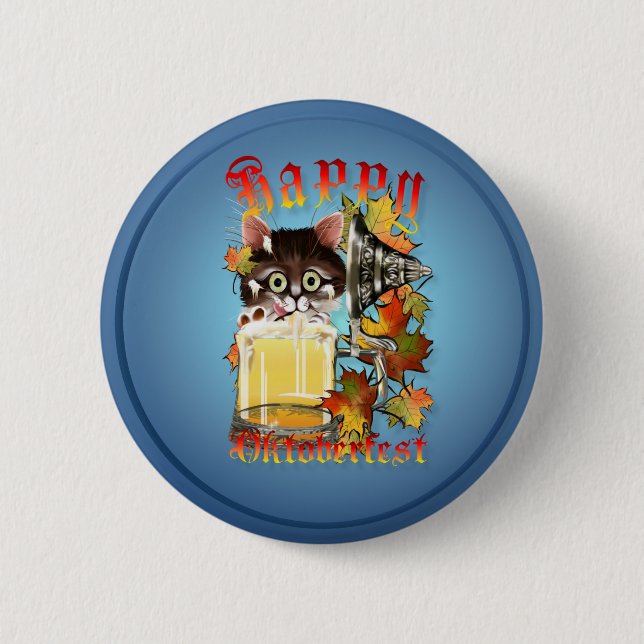Happy Oktoberfest Beer Kitty Buttons (Front)