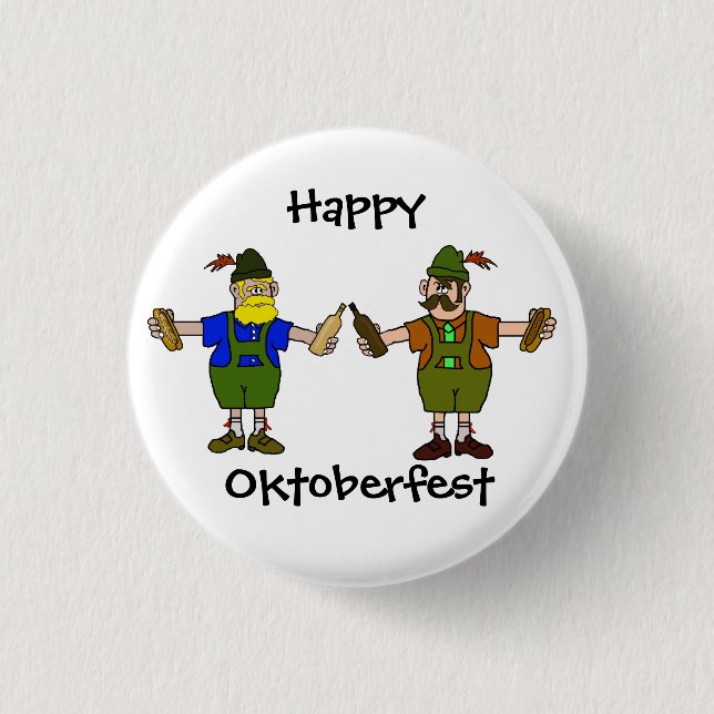 Happy Oktoberfest Button  - Beer & Bratwurst (Front)