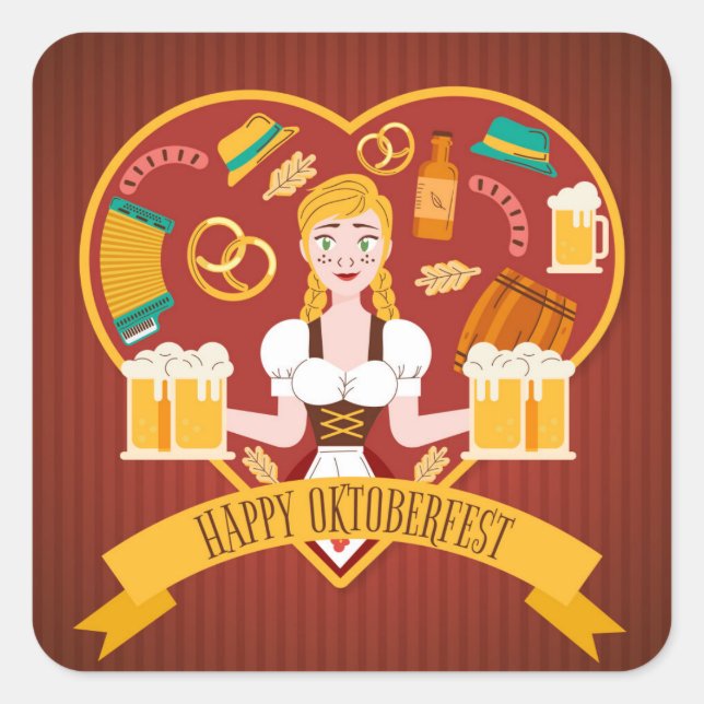 Happy Oktoberfest Square Sticker (Front)