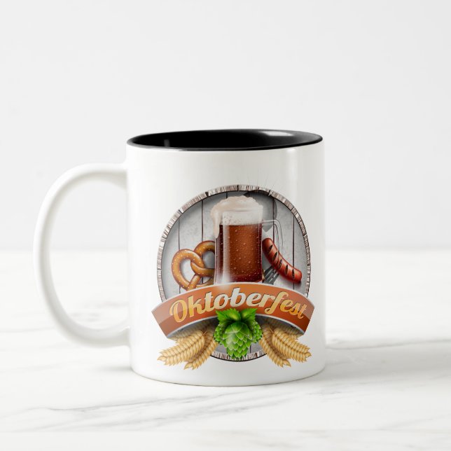 happy oktoberfest Two-Tone coffee mug (Left)