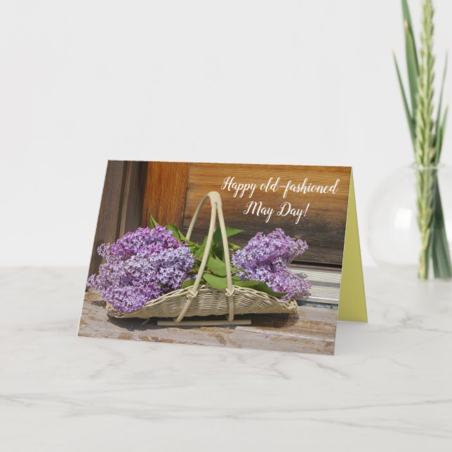 Happy Old-Fashioned May Day Lilacs  Card (Front)