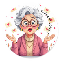 Happy older woman sticker receiving letters