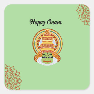 happy onam greeting square sticker