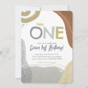Happy One First Birthday Photo boy Invitation