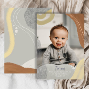 Happy One Photo Birthday boy Flat Thank You Card
