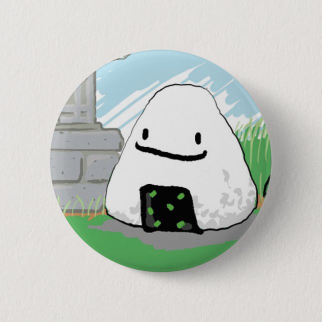 Happy Onigiri 6 Cm Round Badge (Front)