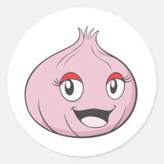 Happy Onion Vegetable Cartoon Classic Round Sticker