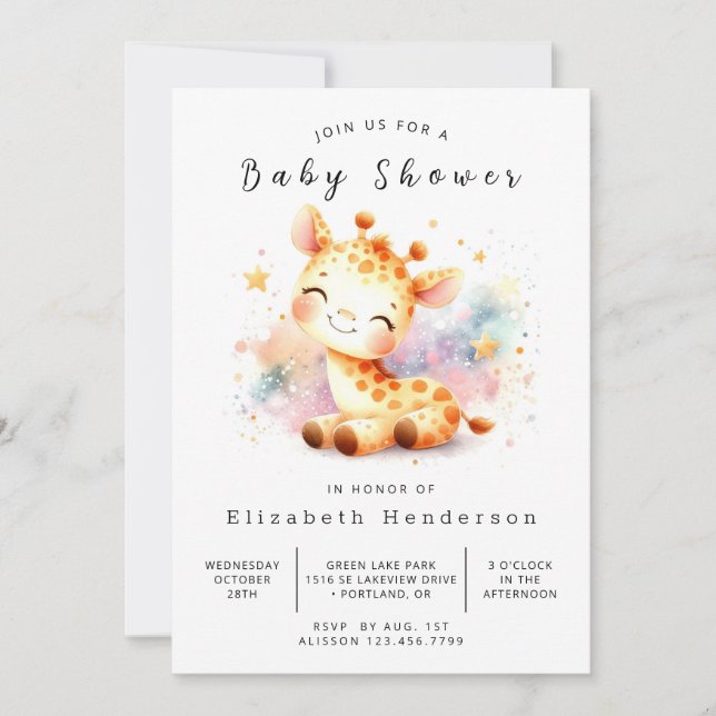 Happy Online Giraffe Baby Shower Invitation (Front)