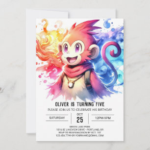 Happy Online Monkey Birthday Invitation