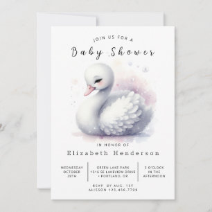 Happy Online Swan Baby Shower Invitation