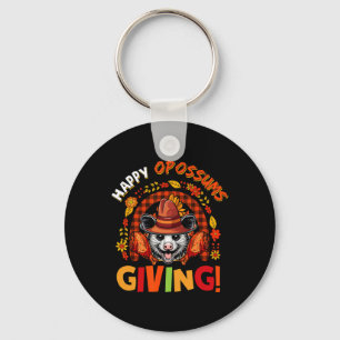 Happy Opossums Giving Thanksgiving Rodent Rainbow Key Ring