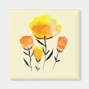 Happy orange and yellow flowers magnet