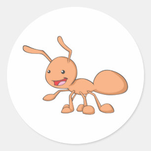 Happy Orange Ant Classic Round Sticker