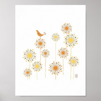 Happy Orange Bird 7x7 Print