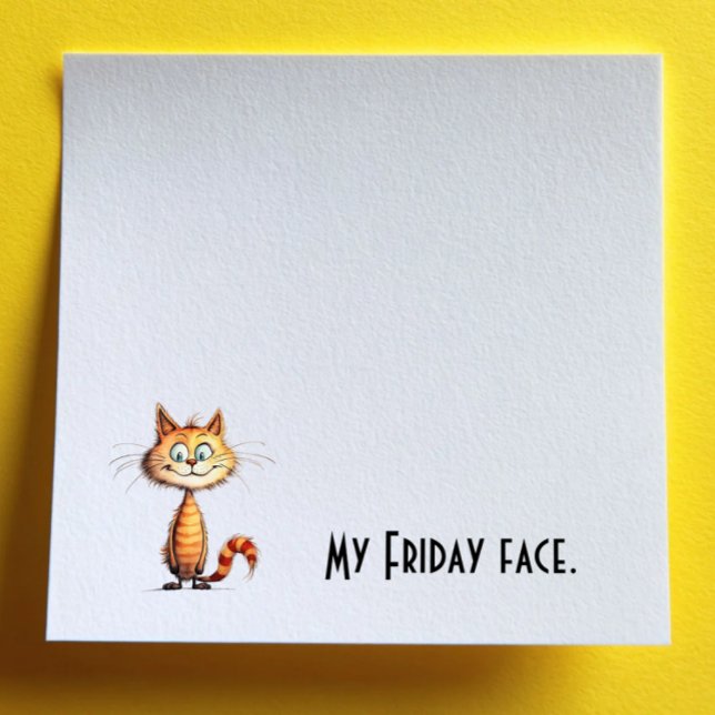 Happy Orange Cartoon Cat My Friday Face Post-it Notes (Creator Uploaded)