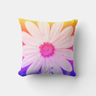Happy Orange Daisy Flower Cushion Throw Pillow