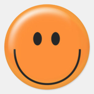Happy orange face classic round sticker