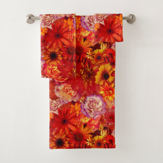 Happy Orange Flower Field Garden Bath Towel Set