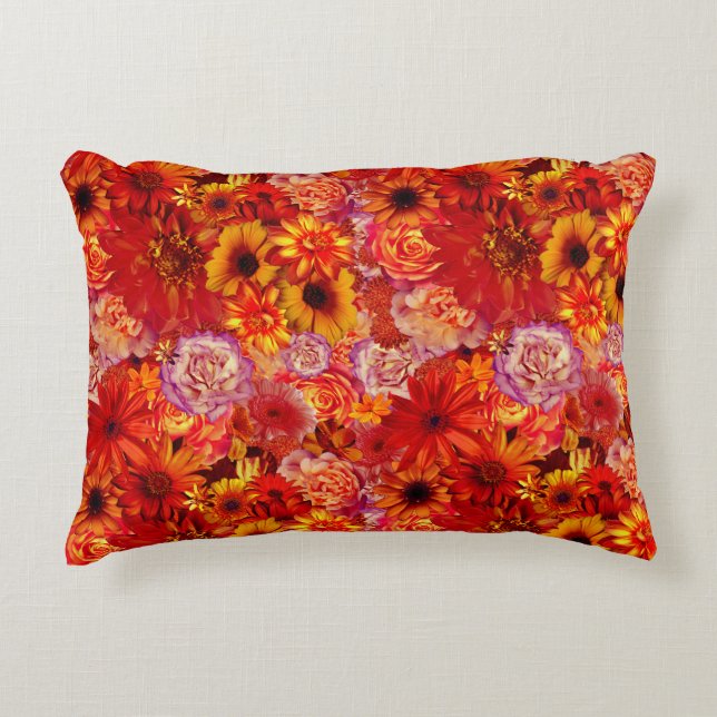 Happy Orange Flower Field Garden Decorative Cushion (Front)