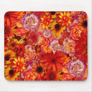Happy Orange Flower Field Garden Mouse Pad