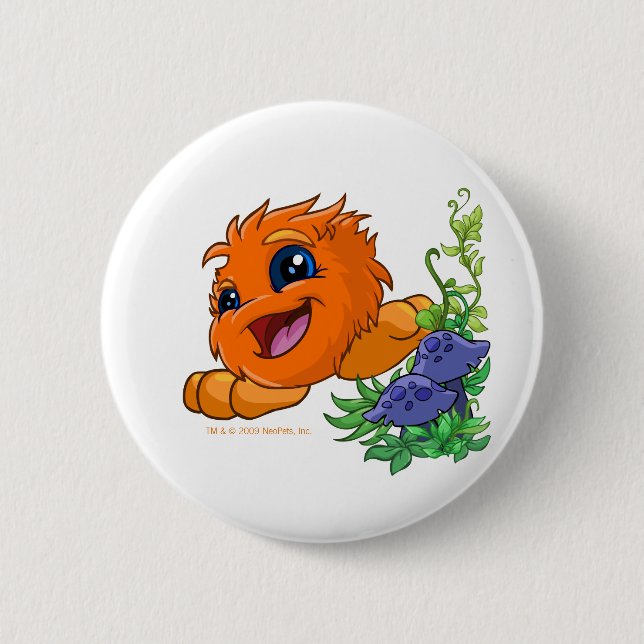 Happy orange JubJub in Neopia Central 6 Cm Round Badge (Front)