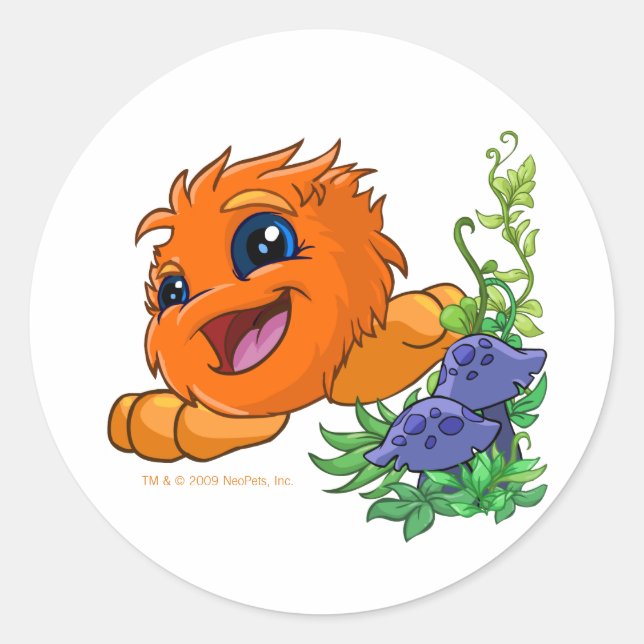 Happy orange JubJub in Neopia Central Classic Round Sticker (Front)