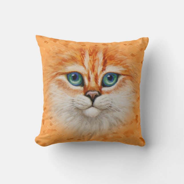 Happy Orange Kitty Face Cushion (Front)