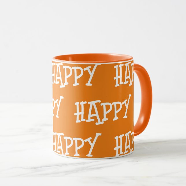 Happy Orange White Mug (Front Right)