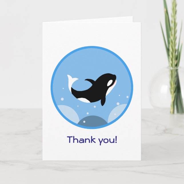 Happy Orca Killer Whale Thank you Greeting Card (Front)