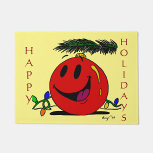 Happy Ornament "HAPPY HOLIDAYS" Seasonal Doormat