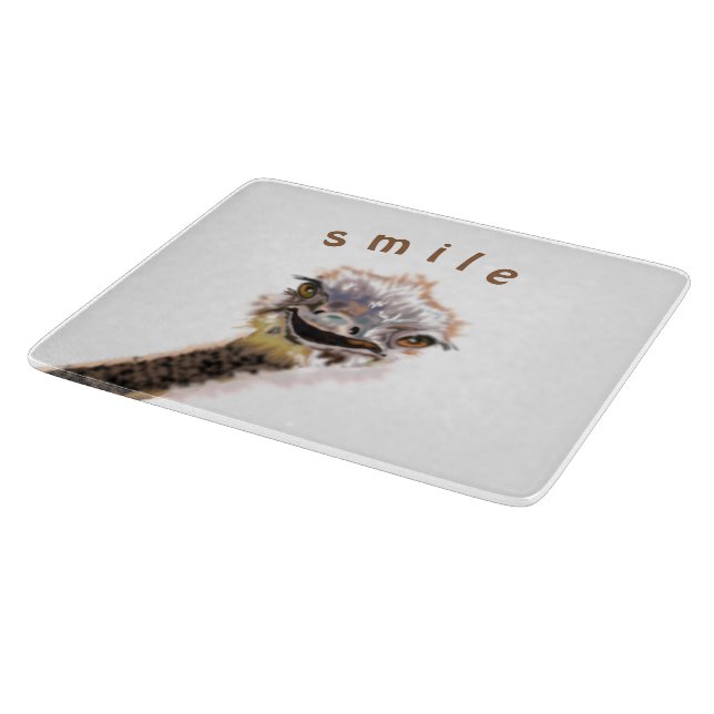 Happy Ostrich Cutting Board Custom Colours - Text (Corner)