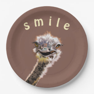Happy Ostrich Funny Paper Plates Smile - Your Text